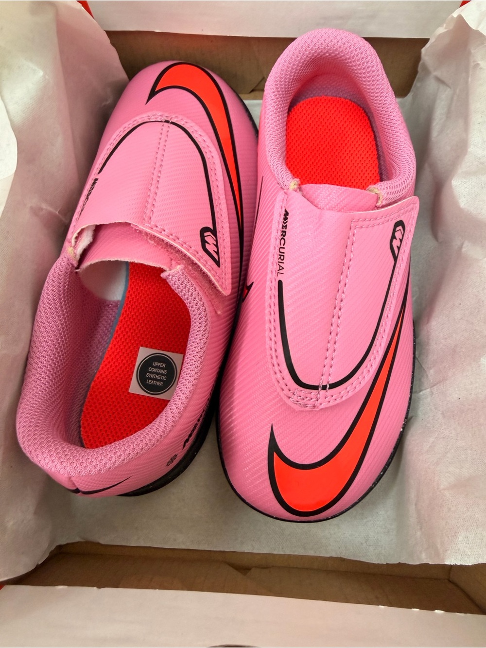 Brand New Nike Kids Pink Slip-On Sneakers with Orange Swoosh